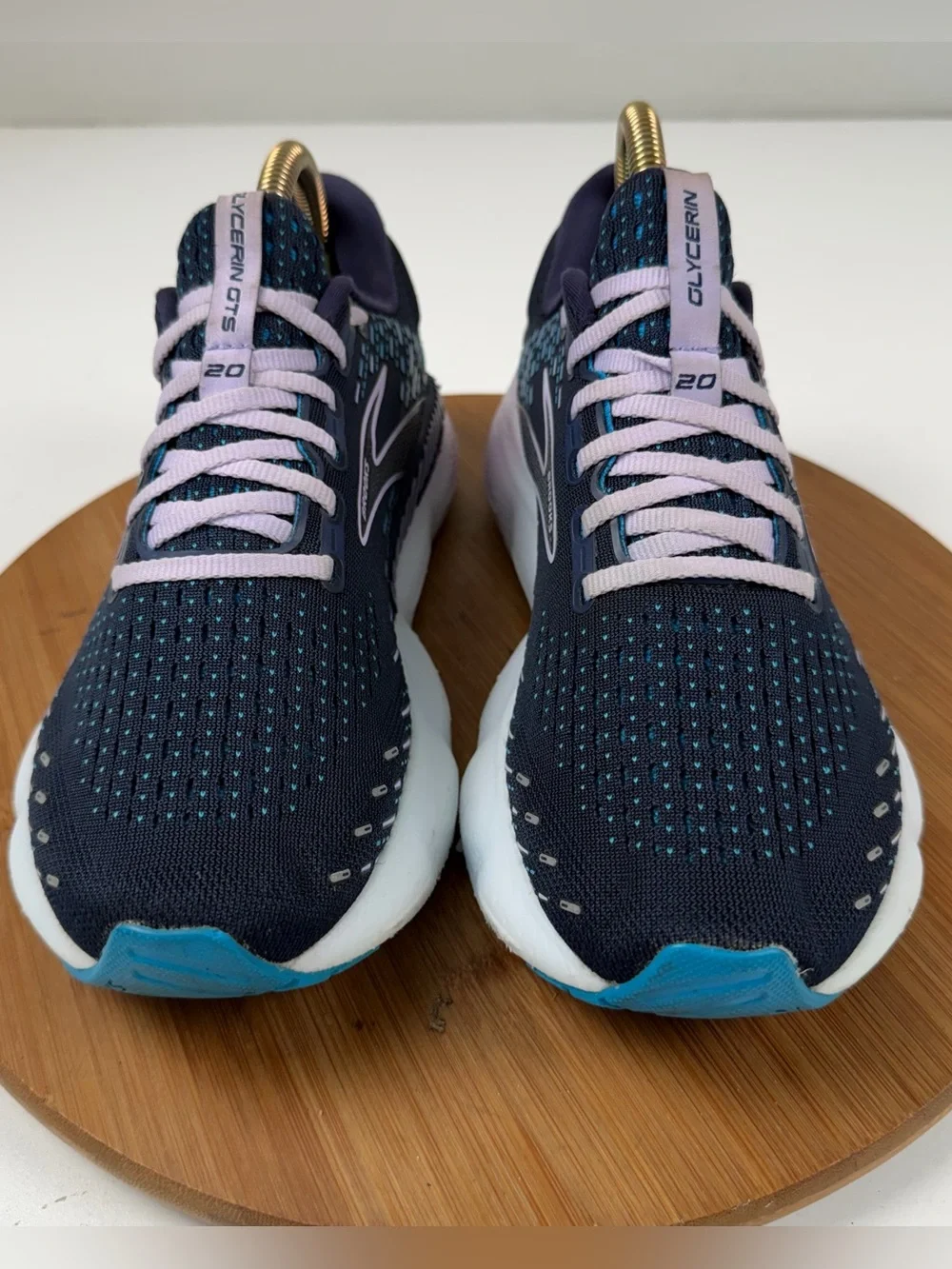 Brooks Women’s Glycerin GTS 20 Running Shoes — Navy with Pink Accents